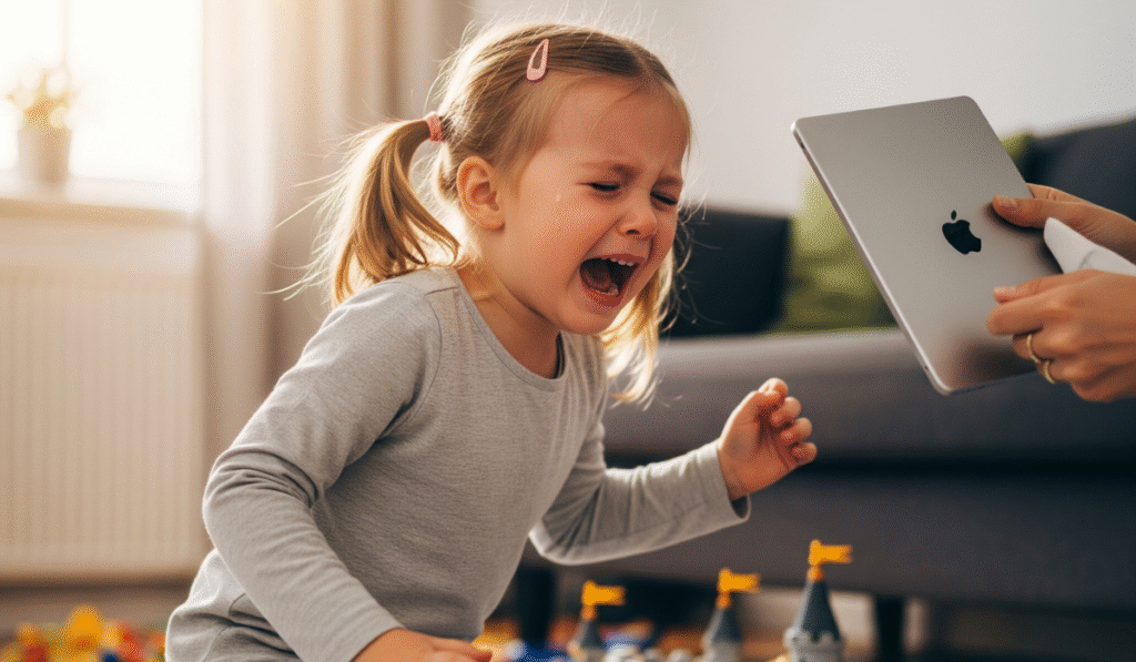 NIÑA HACIENDO BERRINCHE CUANDO LE QUITAN LA TABLET